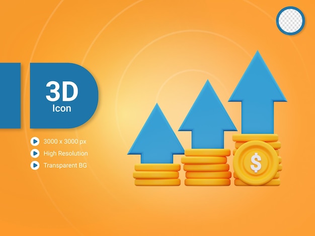 PSD 3d-symbol für investitionswachstum