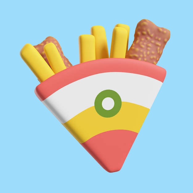 PSD 3d-symbol für küche mit pommes frites