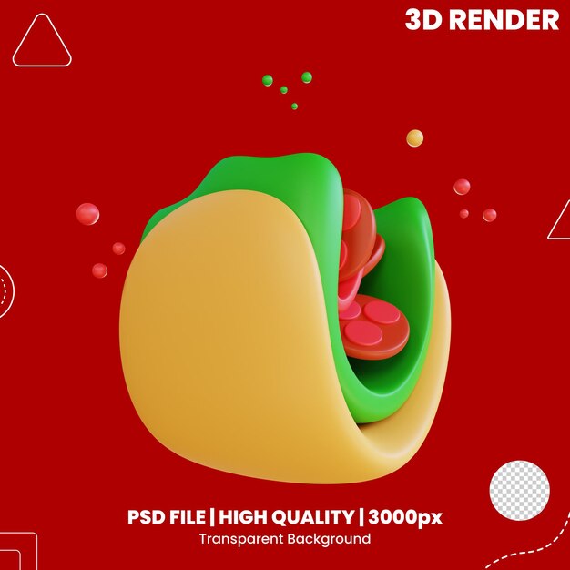 PSD 3d-symbol für mexikanische tacos