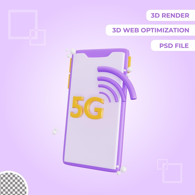 PSD 3d-symbol für mobile internetverbindung isolierte objektillustration