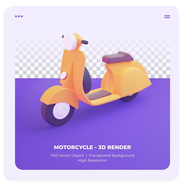 PSD 3d-symbol gelbes motorrad auf transparentem hintergrund isoliert