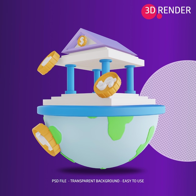 3d-symbol globales geld