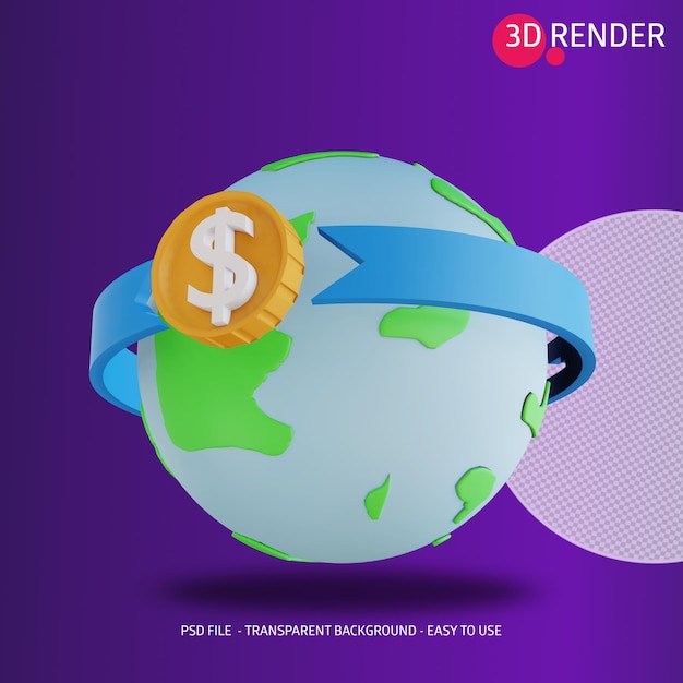 3d-symbol globales geld