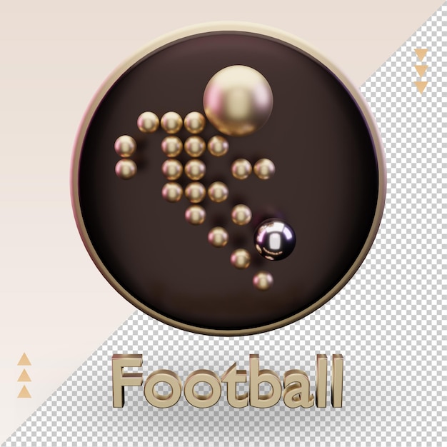 3D-Symbol Gold Olympische Sportarten Fußball-Symbol-Rendering-Vorderansicht