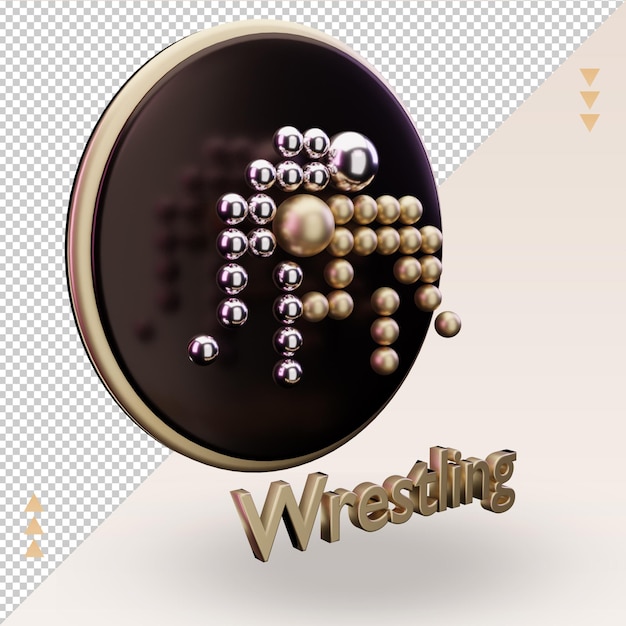 3d-symbol gold olympische sportarten wrestling-symbol-rendering linke ansicht