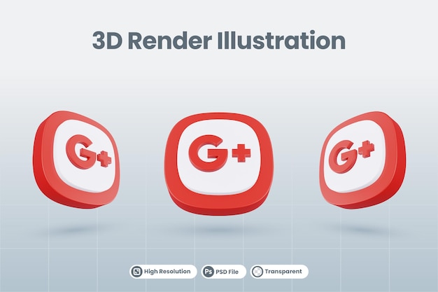 3D-Symbol Google plus Social-Media-Logo isoliert rendern