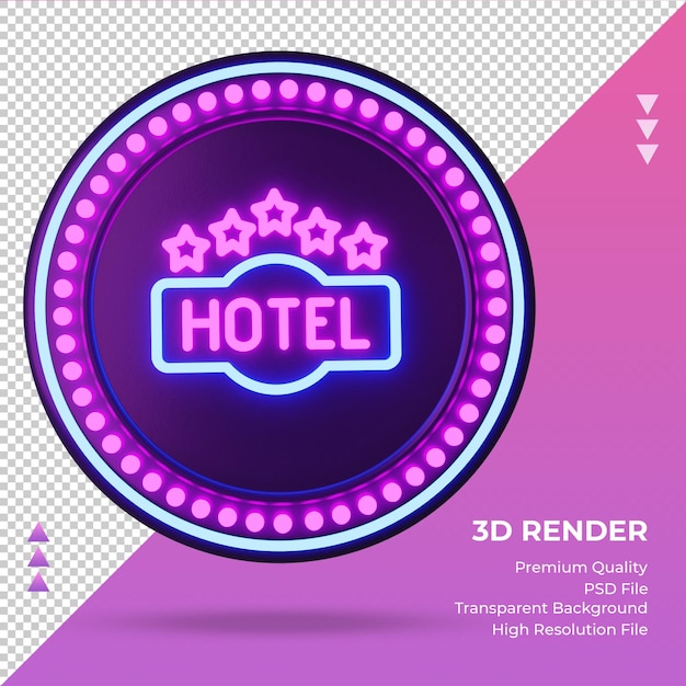 3D-Symbol Hotel 5-Sterne-Hotel Leuchtreklame Rendering Vorderansicht rendering
