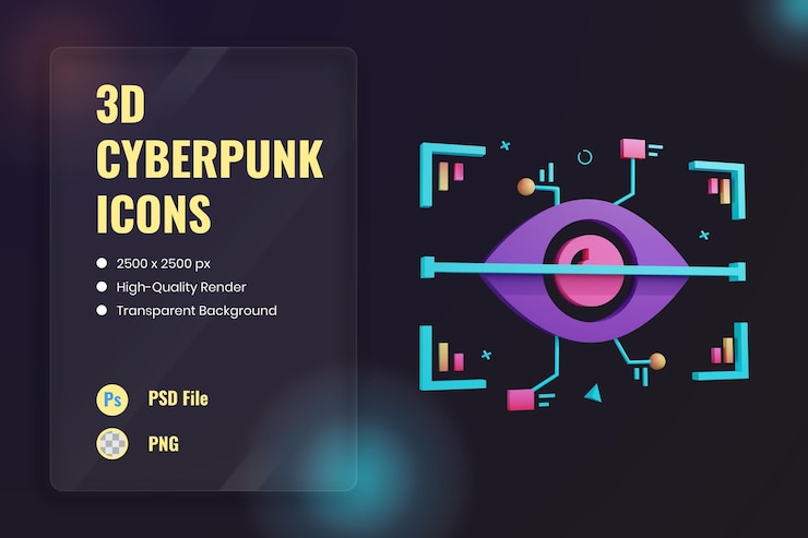 PSD 3d-symbol illustration augenscanner biometrische sicherheit