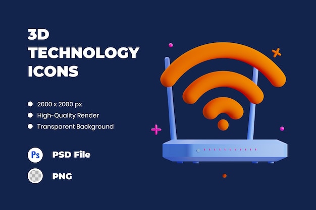 3d-symbol illustration drahtlose verbindung wifi