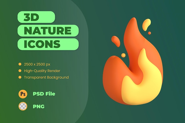 PSD 3d-symbol illustration feuer heiße flamme