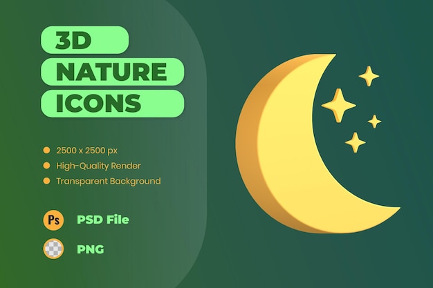 3d-symbol illustration mond nacht natur