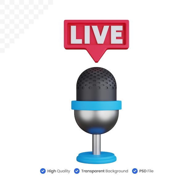 3D-Symbol Illustration Podcast Live-Übertragung