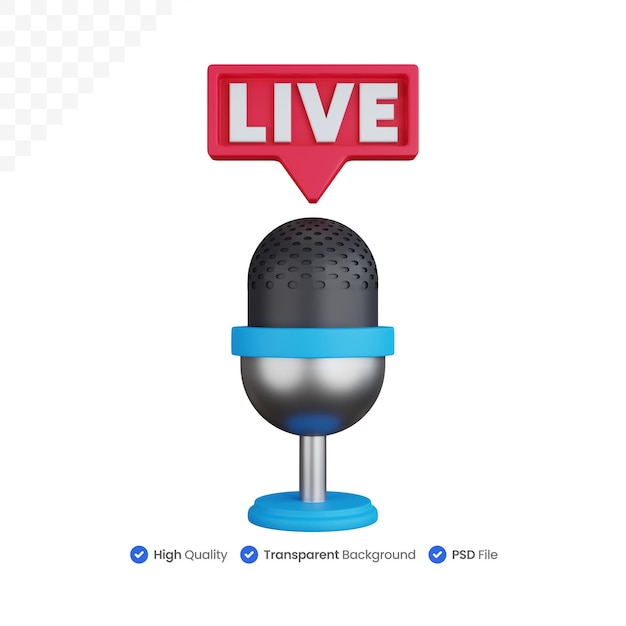 3d-symbol illustration podcast live-übertragung