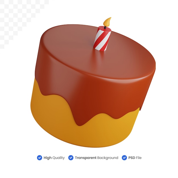 3D-Symbol Illustration Schokoladenkuchen mit Kerzen