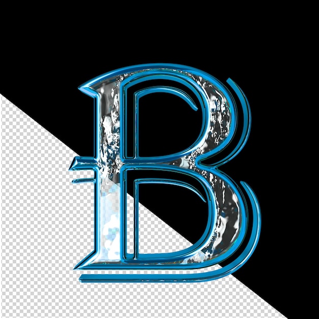 PSD 3d-symbol in einem blauen rahmen buchstabe b