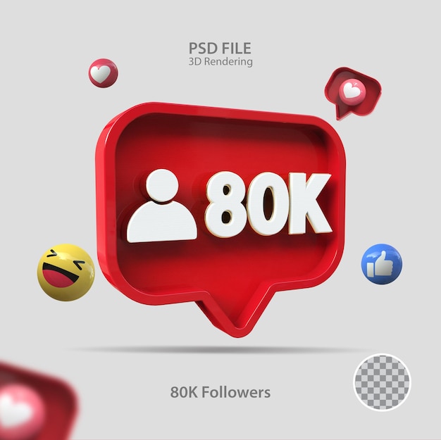 3d-symbol instagram 80k follower rendern