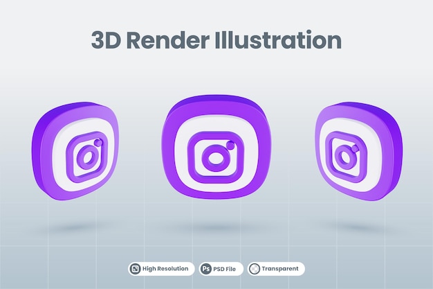 PSD 3d-symbol instagram social media logo isoliert rendern