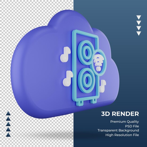 3D-Symbol Internet Cloud Lautsprecher Zeichen Rendering linke Ansicht