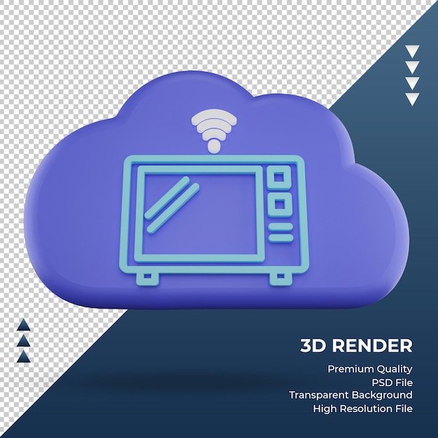 3d-symbol internet cloud mikrowelle zeichen rendering vorderansicht