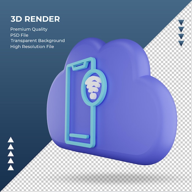 PSD 3d-symbol internet cloud smart tv-zeichen, das rechte ansicht rendert