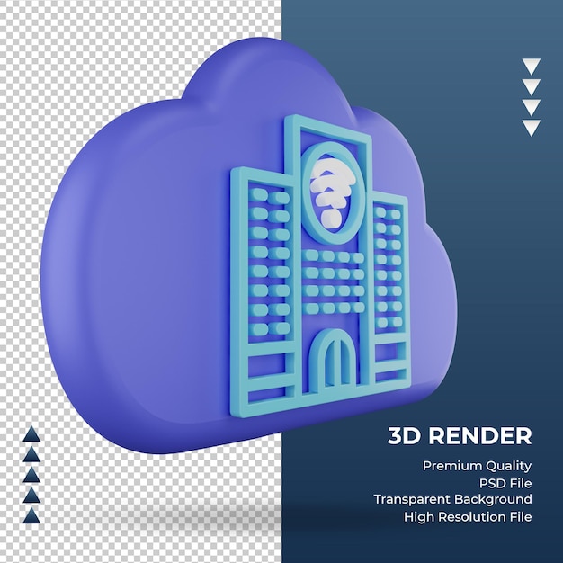 PSD 3d-symbol internet-wolke gebäude zeichen rendering linke ansicht