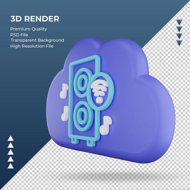 3D-Symbol Internet-Wolke Lautsprecher Zeichen Rendering rechte Ansicht