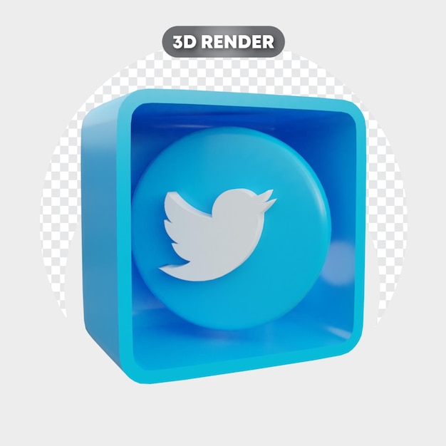 PSD 3d-symbol isoliert im kasten social media twitter