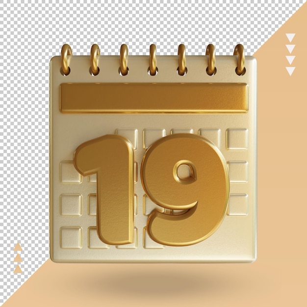 3D-Symbol Kalender 19 Rendering Vorderansicht