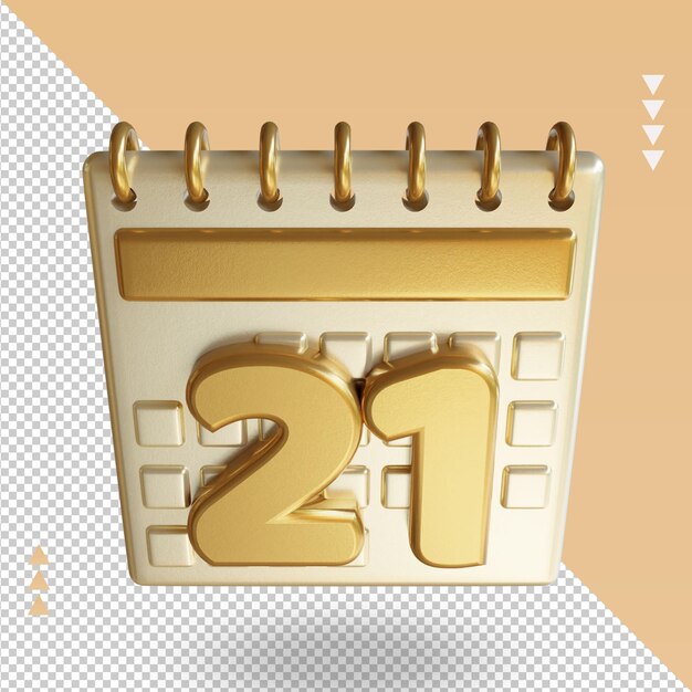 3D-Symbol Kalender einundzwanzig Rendering Draufsicht