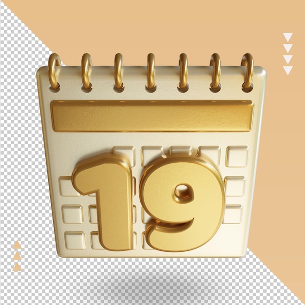 3D-Symbol Kalender neunzehn Rendering Draufsicht