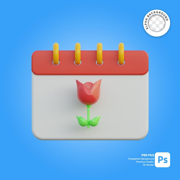 PSD 3d-symbol kalender saison frühling