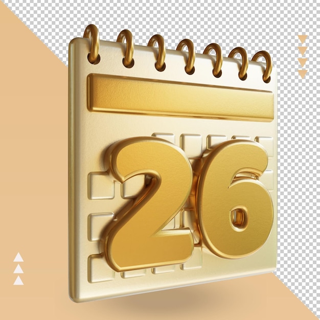 3D-Symbol Kalender sechsundzwanzig Wiedergabe der linken Ansicht
