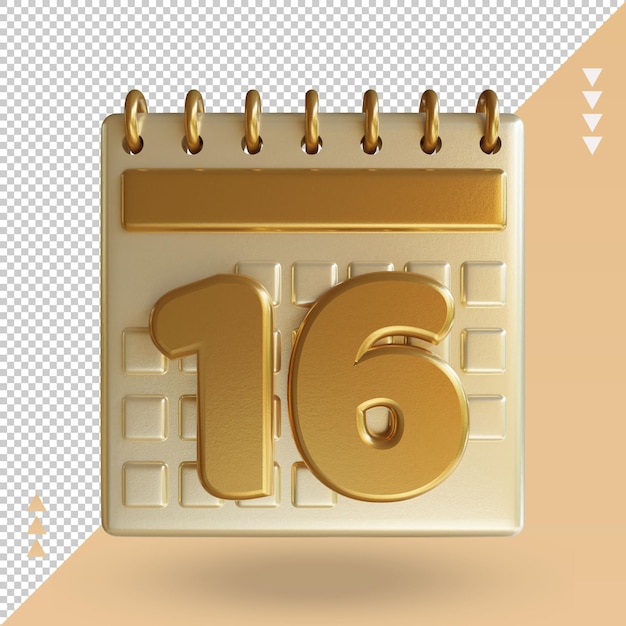 3D-Symbol Kalender sechzehn Rendering Vorderansicht