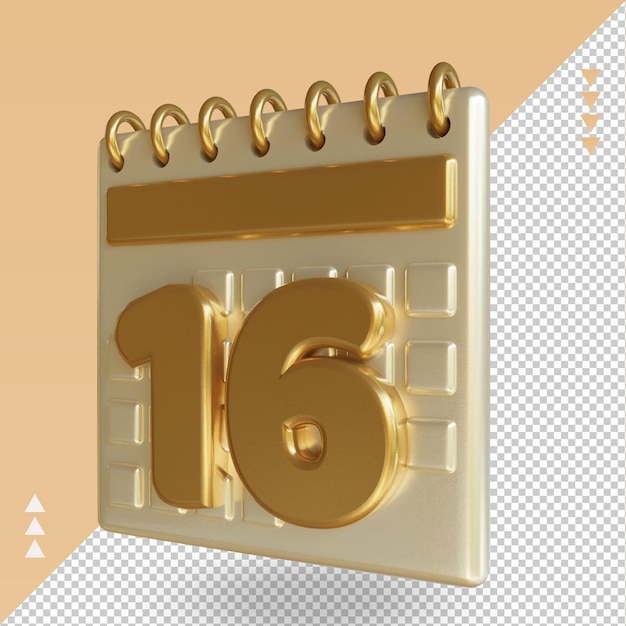 3D-Symbol Kalender sechzehn Wiedergabe der rechten Ansicht