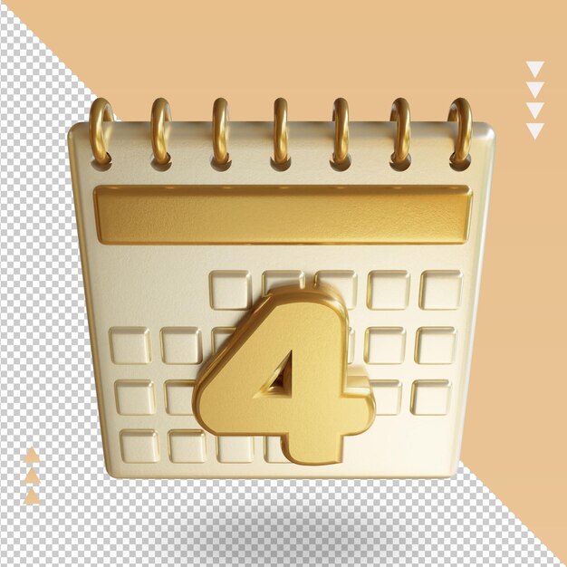 3d-symbol kalender vier rendering-draufsicht