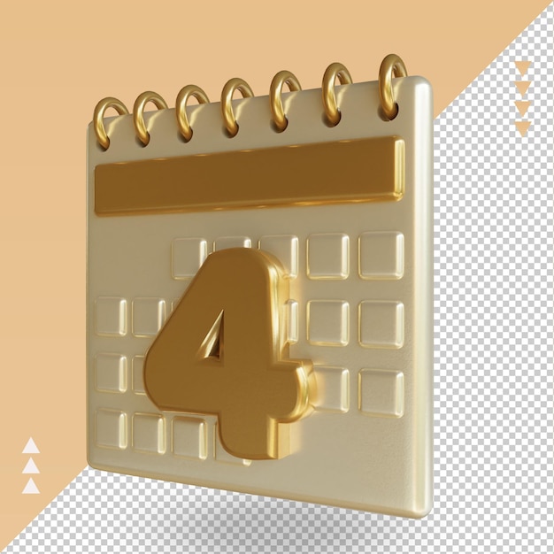 3D-Symbol Kalender Vier Wiedergabe der rechten Ansicht