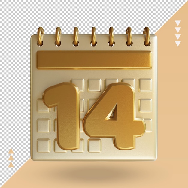 3d-symbol kalender vierzehn rendering-vorderansicht