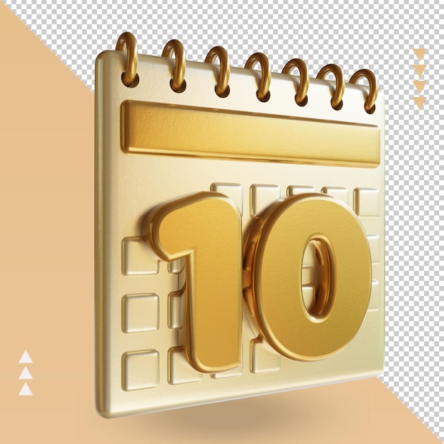 3D-Symbol Kalender Zehn Wiedergabe der linken Ansicht