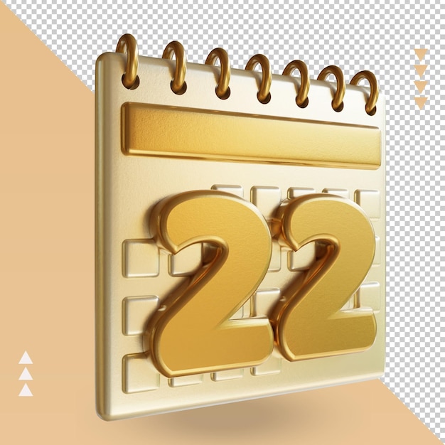 3D-Symbol Kalender zweiundzwanzig Wiedergabe der linken Ansicht