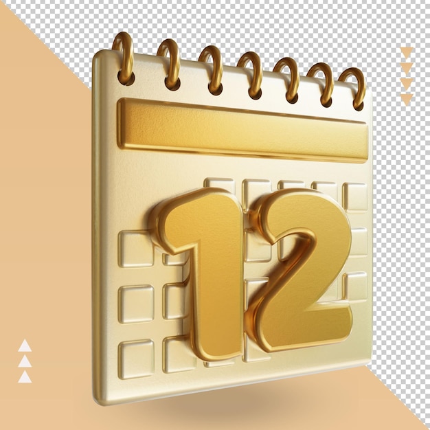 3D-Symbol Kalender zwölf Rendering linke Ansicht