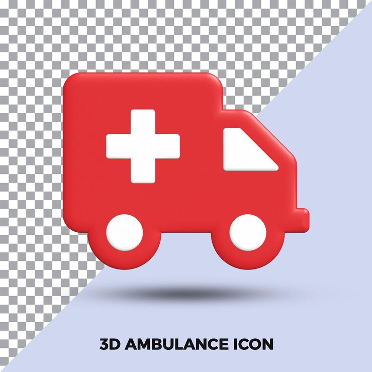 PSD 3d-symbol krankenwagen medizinisches illustrations-rendering mit transparentem hintergrund