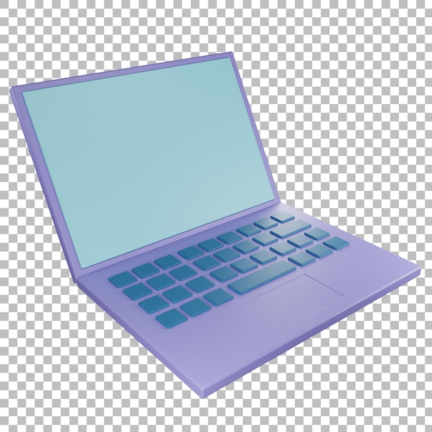 3D-Symbol Laptop linke Ansicht mit transparentem Hintergrund