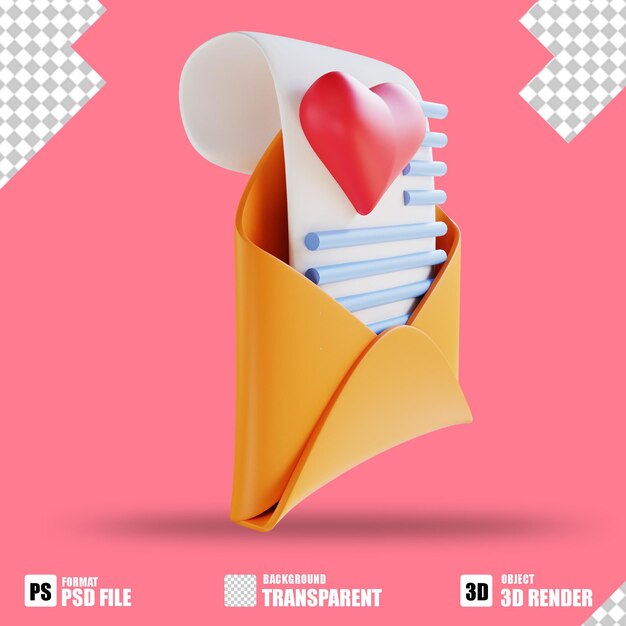 3D-Symbol Liebesbrief 7 passend zum Valentinstag