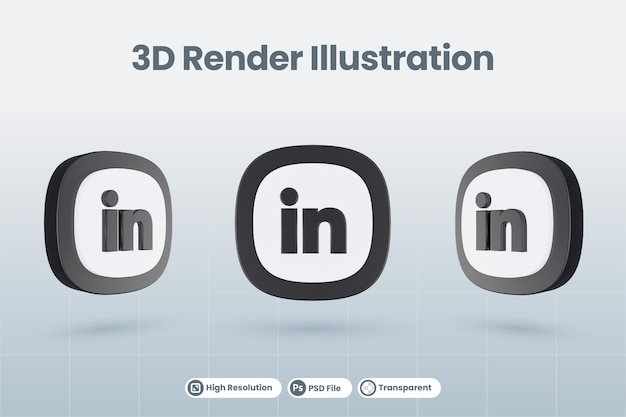 3D-Symbol LinkedIn-Social-Media-Logo isoliert rendern