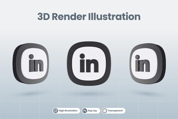 3d-symbol linkedin-social-media-logo isoliert rendern