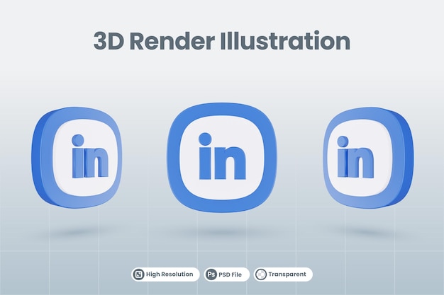 3D-Symbol LinkedIn-Social-Media-Logo isoliert rendern