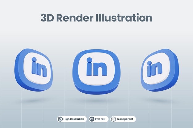 3d-symbol linkedin-social-media-logo isoliert rendern