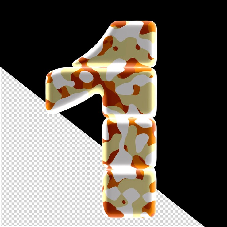 PSD 3d symbol made of colored spots number 1