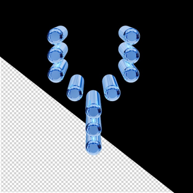 3d symbol made of cylinders letter y