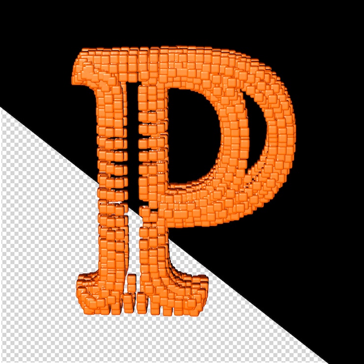 PSD 3d symbol made of redheaded cubes letter p